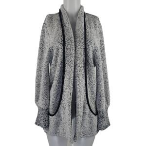 SIDEFFECTS Vintage White Black Long Cardigan Sweater With Pockets L